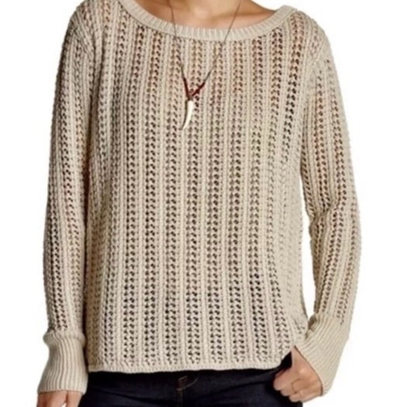 Calypso St. Barth Sweaters - Calypso St. Barth Varinka Beige Open-Knit Sweater size small $350